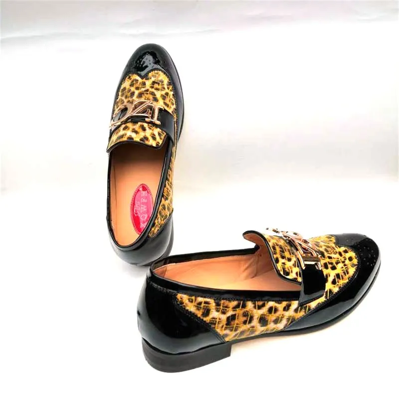 Men's Hand-Painted Leopard Pattern Slip-On Business Party Style Loafers