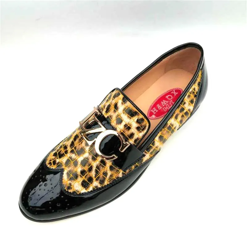 Men's Hand-Painted Leopard Pattern Slip-On Business Party Style Loafers