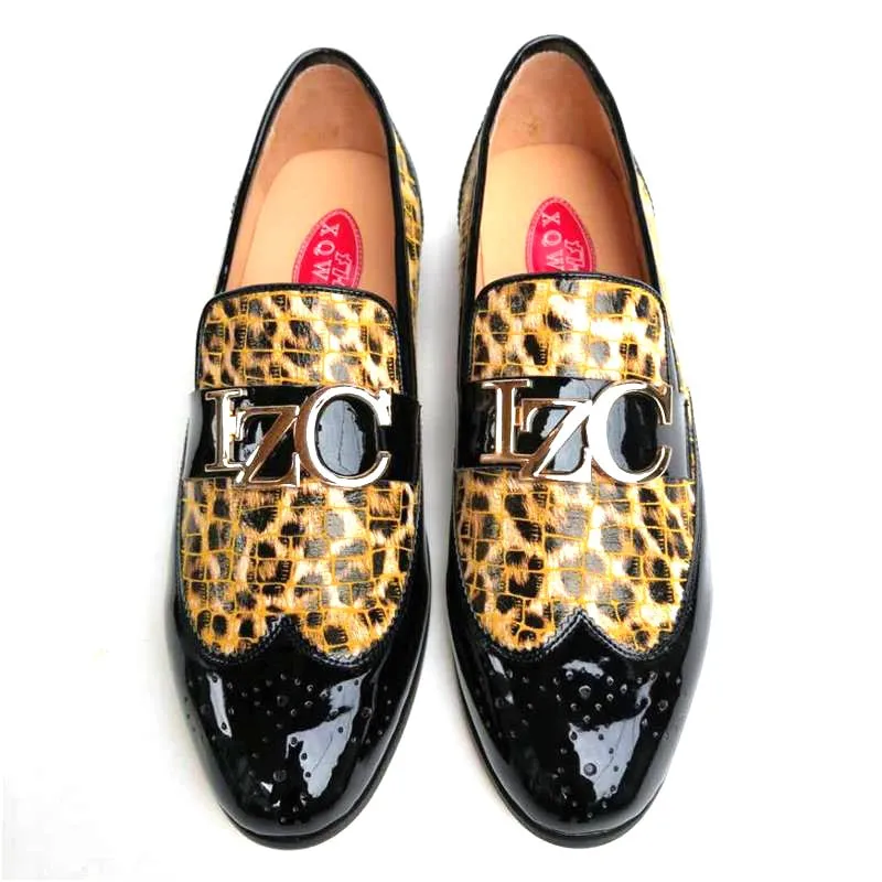 Men's Hand-Painted Leopard Pattern Slip-On Business Party Style Loafers