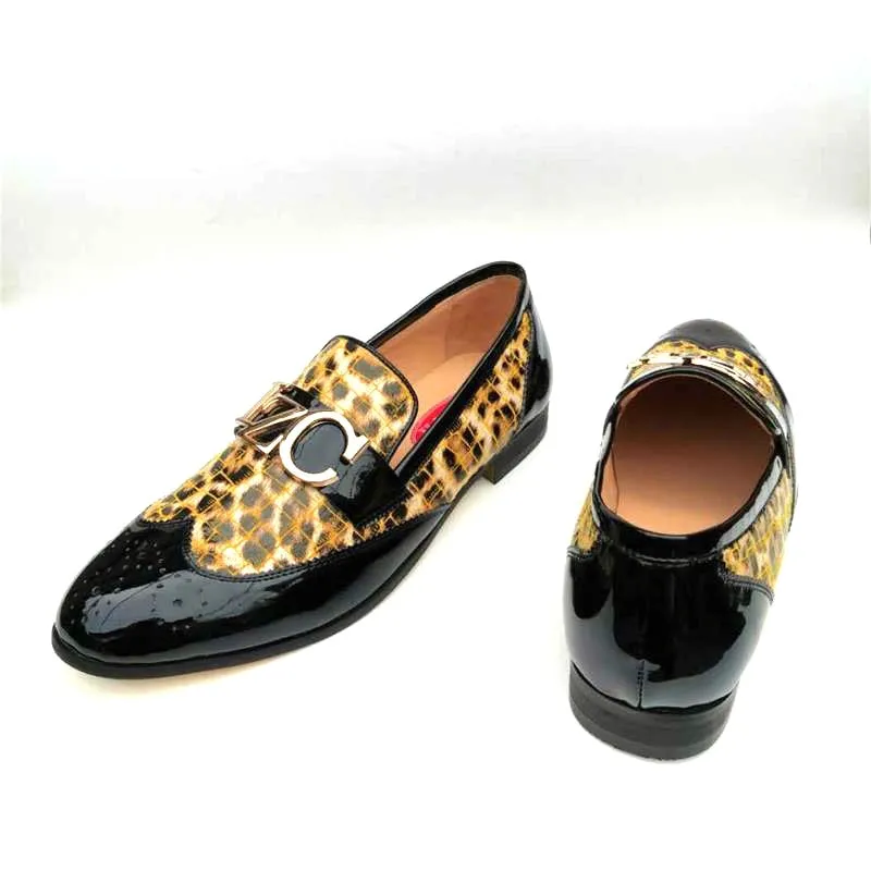 Men's Hand-Painted Leopard Pattern Slip-On Business Party Style Loafers