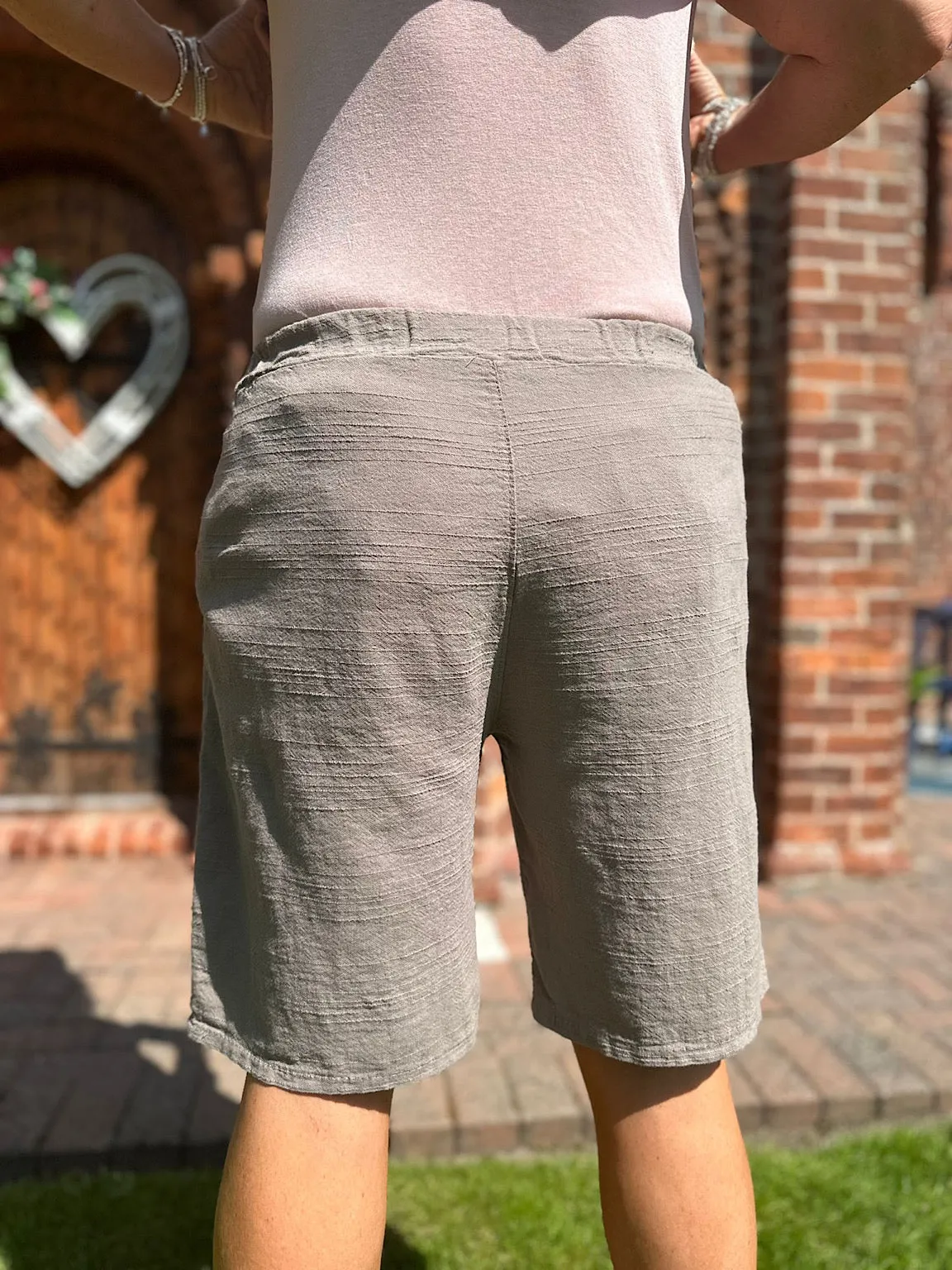 Mocha Linen Blend Shorts