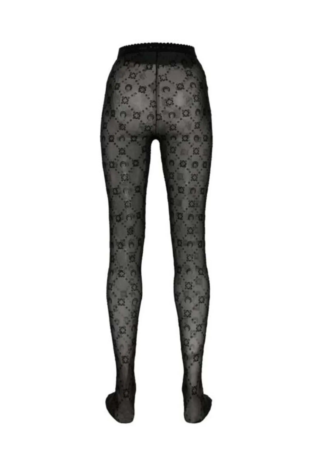 Moonogram Mesh Flock Tights - Black