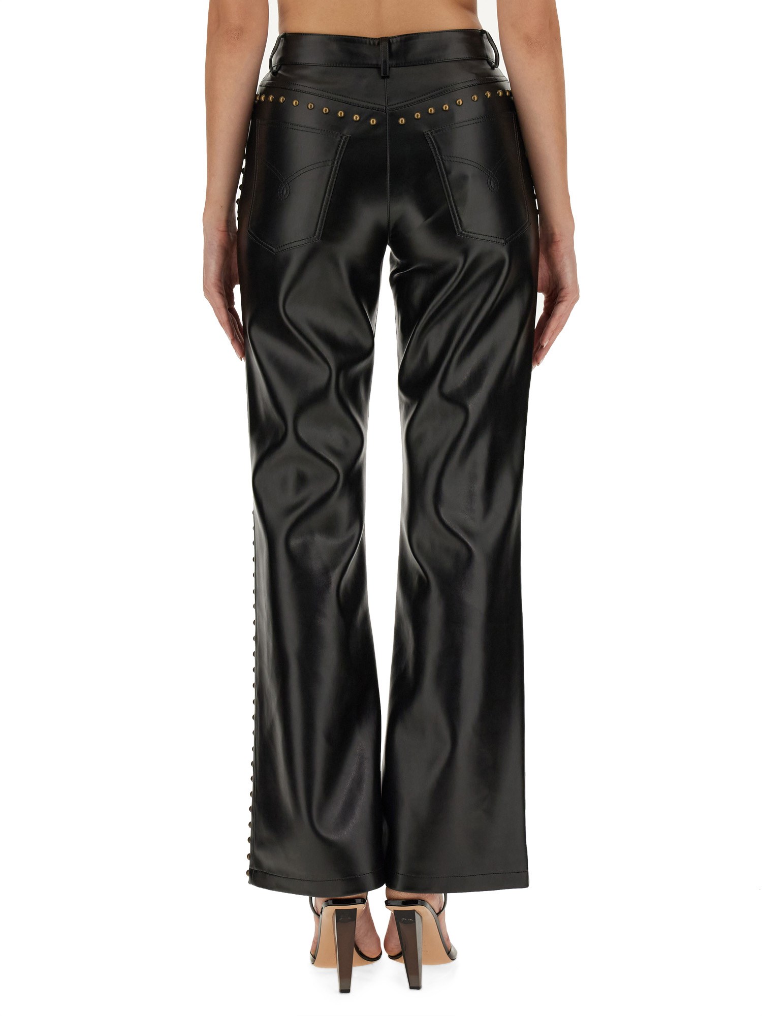 MOSCHINO JEANS    FAUX LEATHER PANTS WITH STUDS