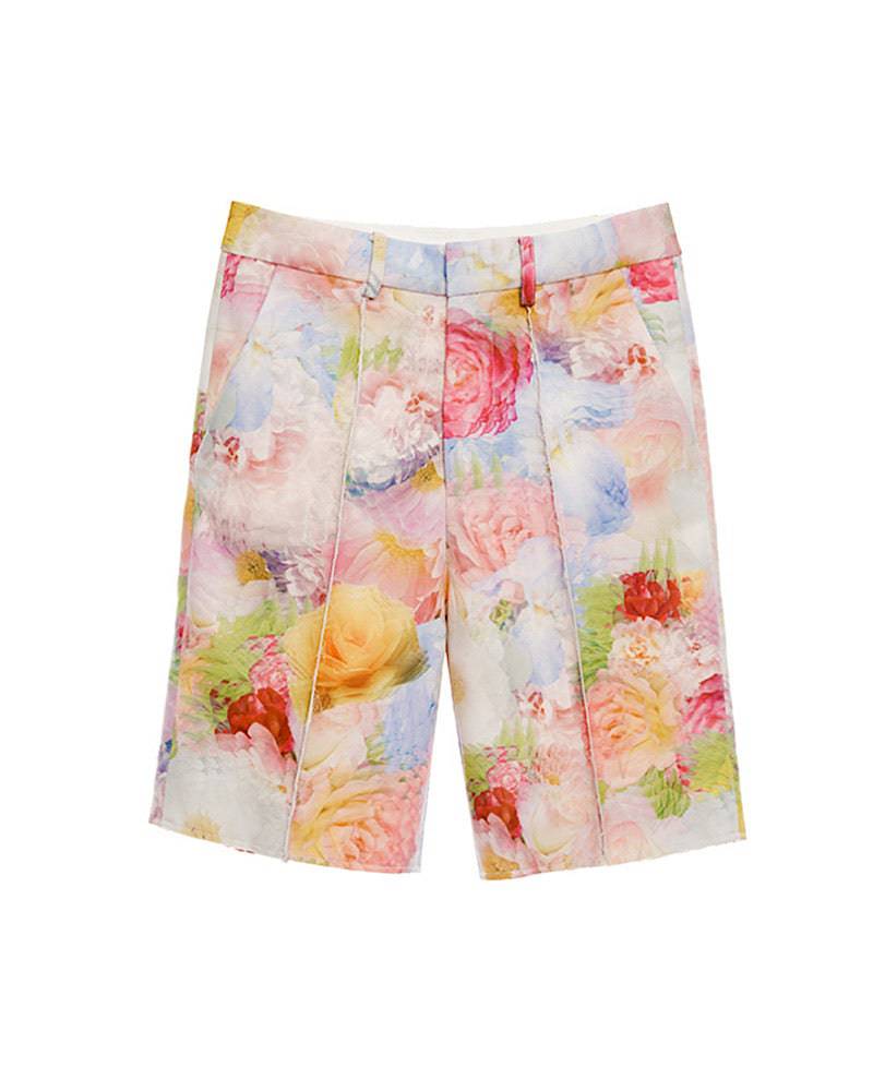 Multi Print Flower Print Long Shorts