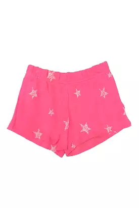 Neon Pink White Stars Shorts