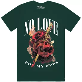 NO LOVE FOR OPPS : Hunter Green Sneaker Tees Shirt