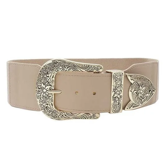 Nude Wide Western Buckle Belt