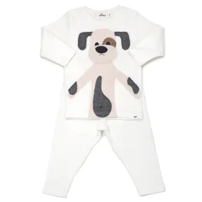 oh baby! Two Piece Set Large Vanilla Puppy Applique - Cream