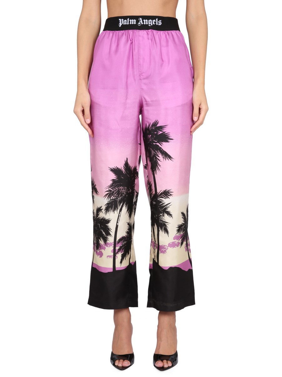 PALM ANGELS    VISCOSE PANTS WITH SUNSET PRINT