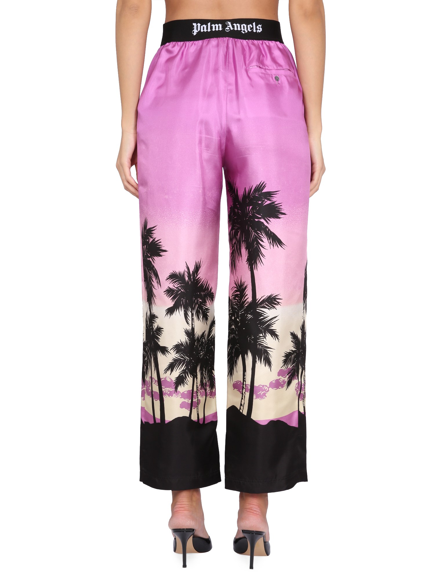 PALM ANGELS    VISCOSE PANTS WITH SUNSET PRINT