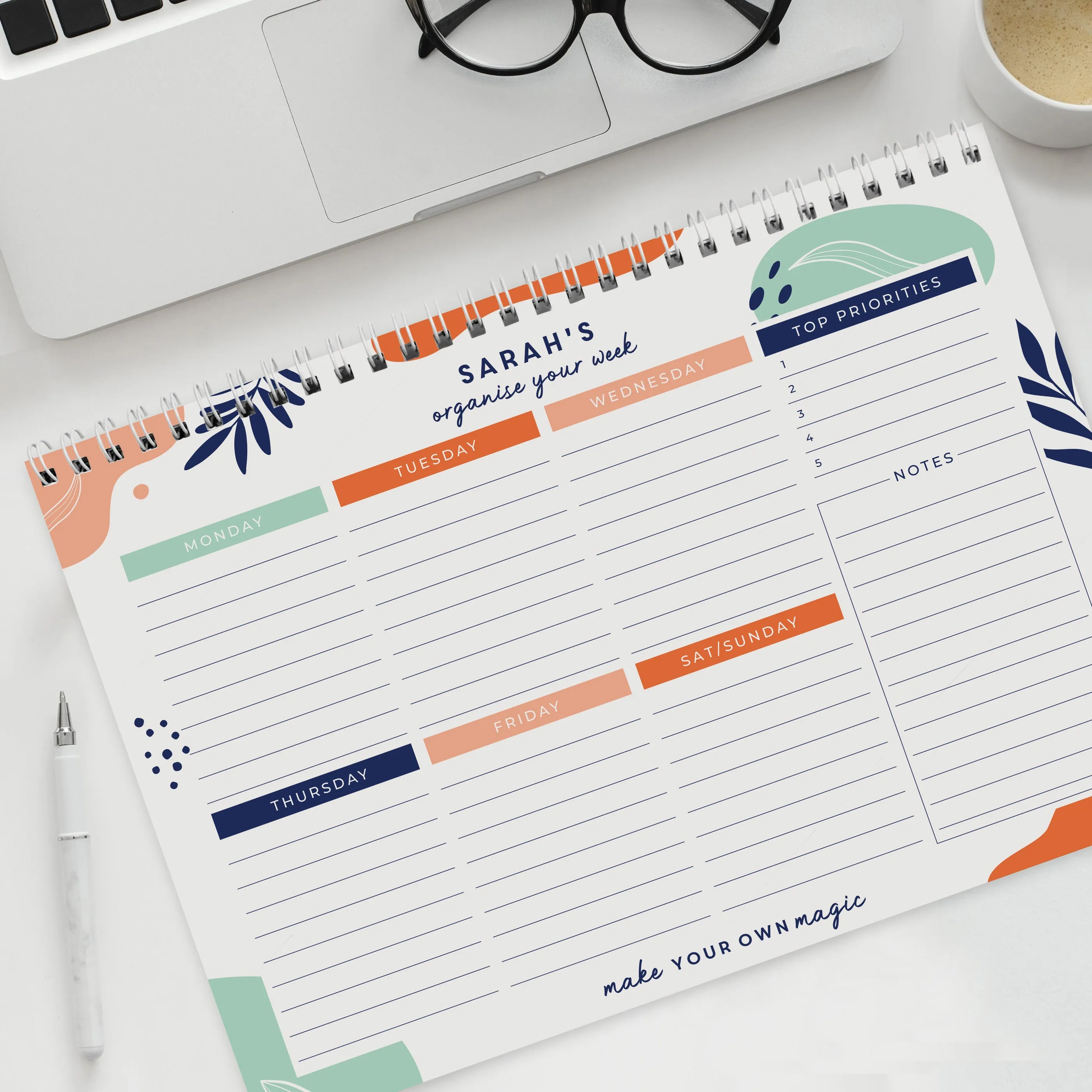 Personalised Tropical A4 Desk Planner