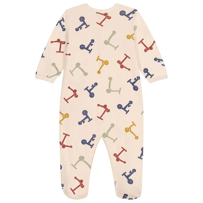 Petit Bateau Baby Pyjamas With Scooter Print Avalanche Cream