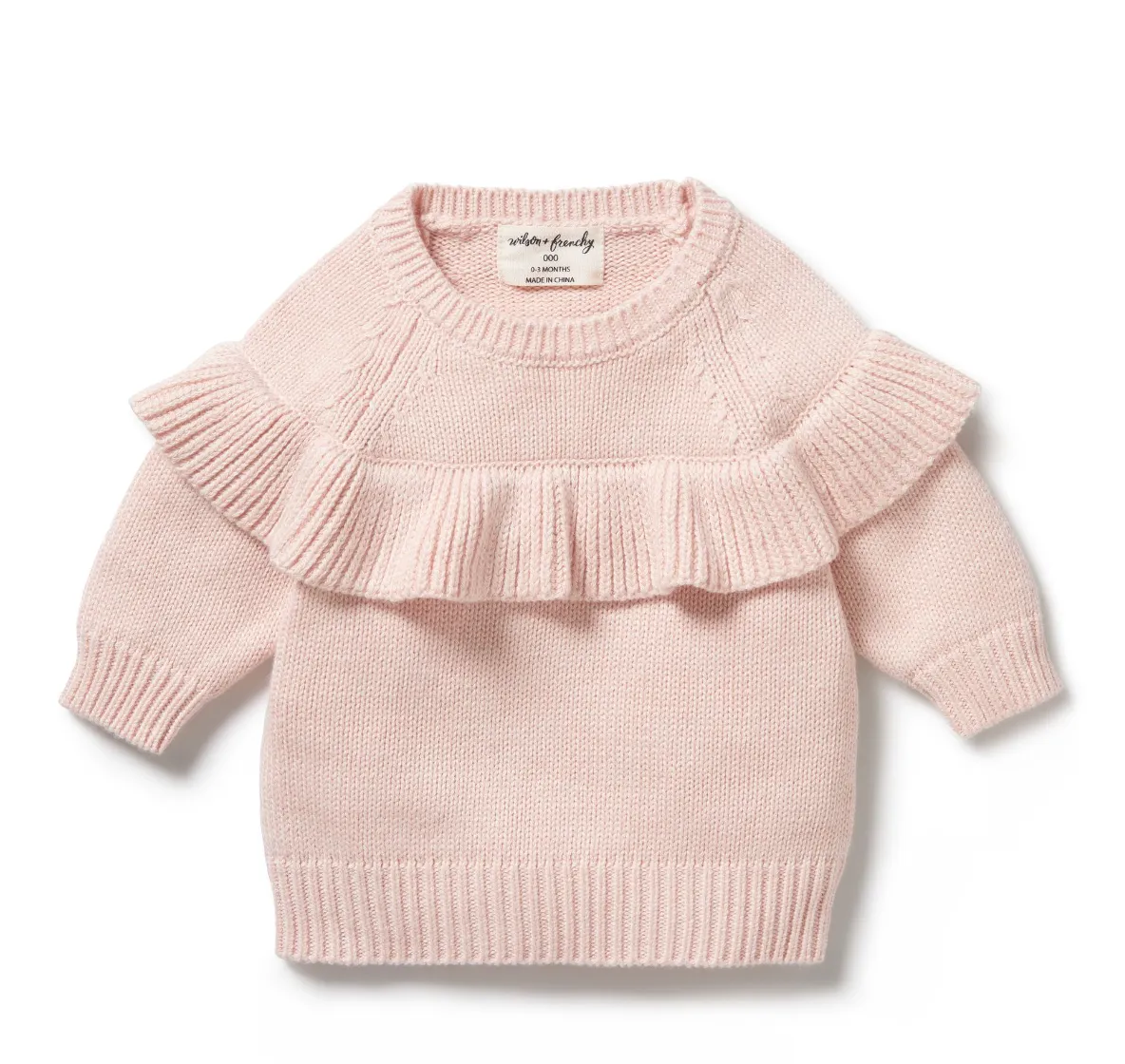 Pink Knitted Ruffle Jumper