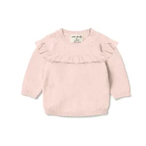 Pink Knitted Ruffle Jumper