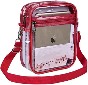 Rachel Clear Crossbody Purse in Red