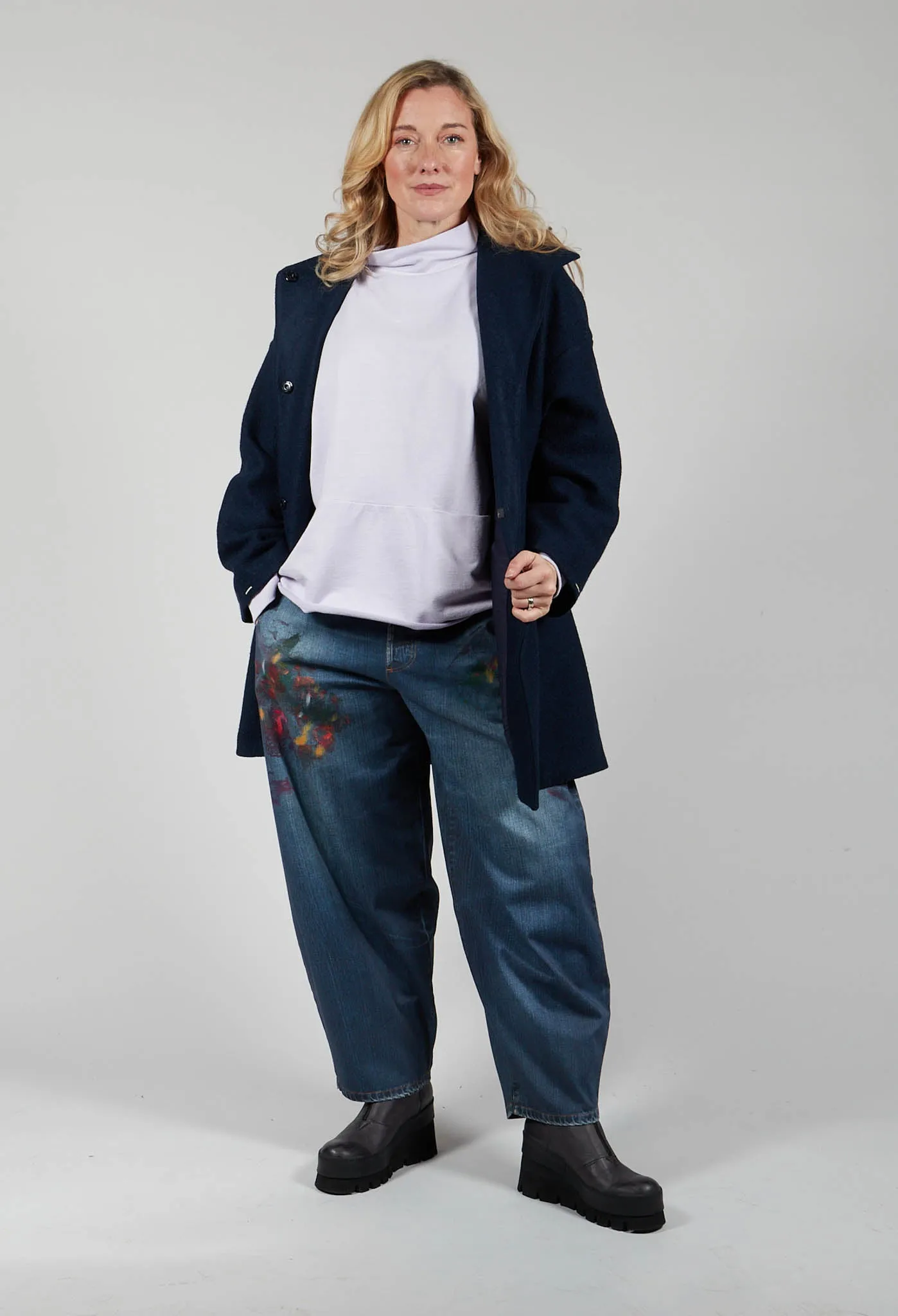 Rayla Pants in Denim with Paint Print