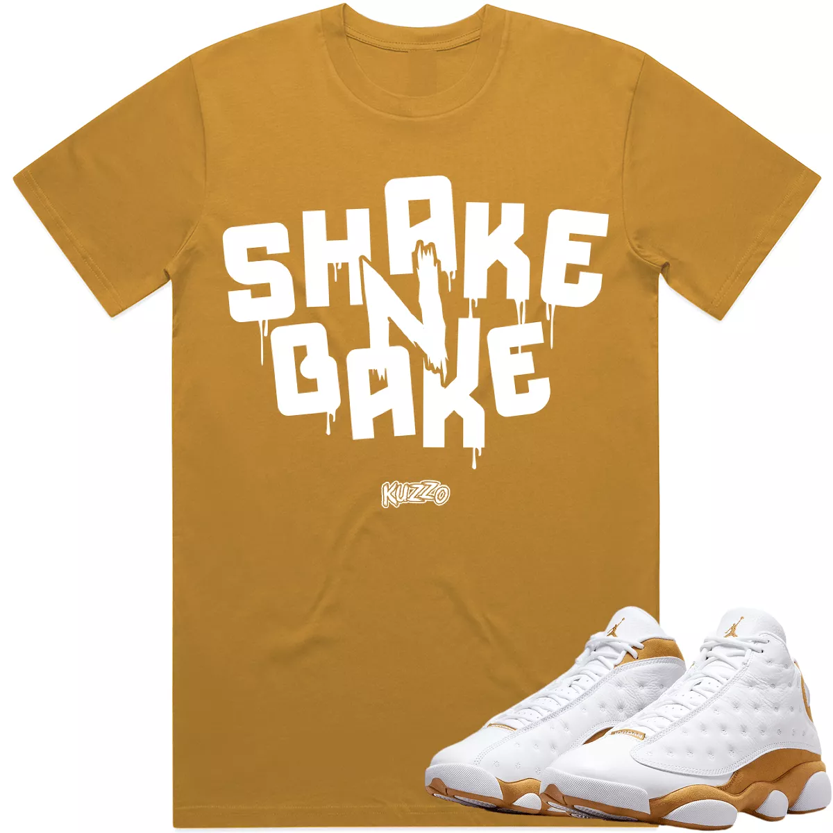 SHAKE N BAKE : Wheat Sneaker Tees Shirt (white ink)