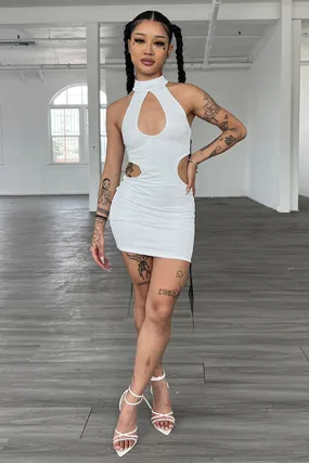 Sleeveless Cutout Mini Dress White