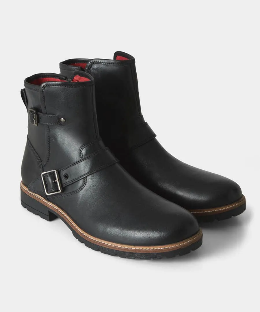 Snake Pass Leather Biker Boots