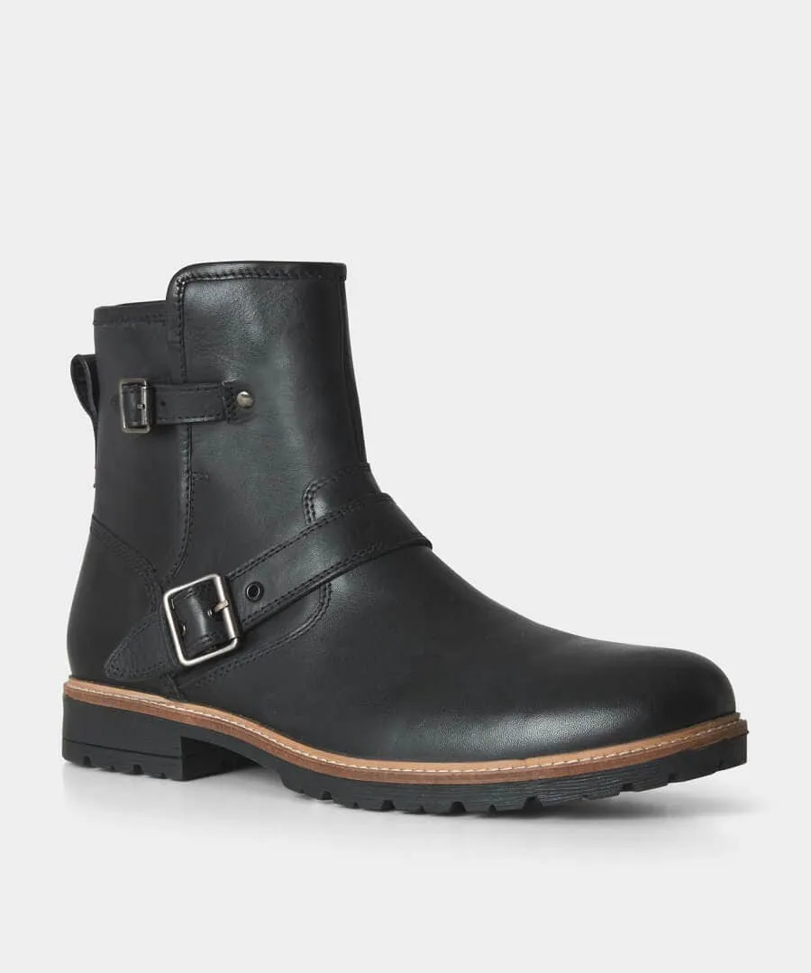 Snake Pass Leather Biker Boots