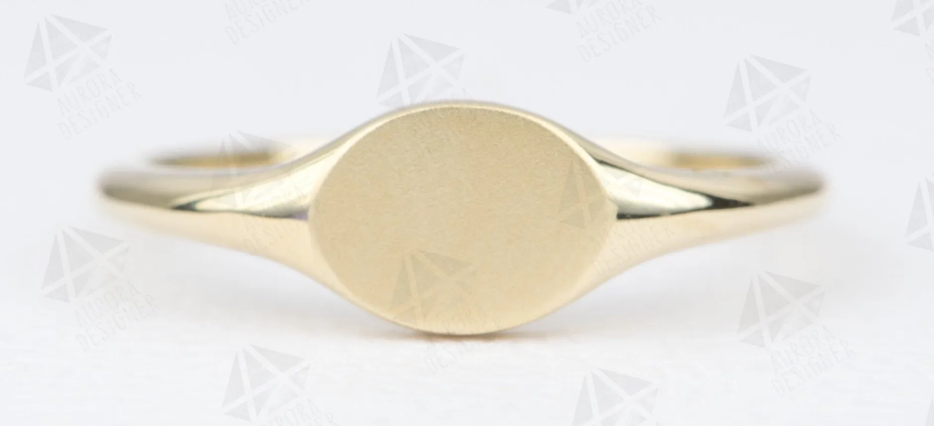 Solid 14K Gold Signet Ring Unique Wedding Band Customizable Birthstone Engraving Available AD2044