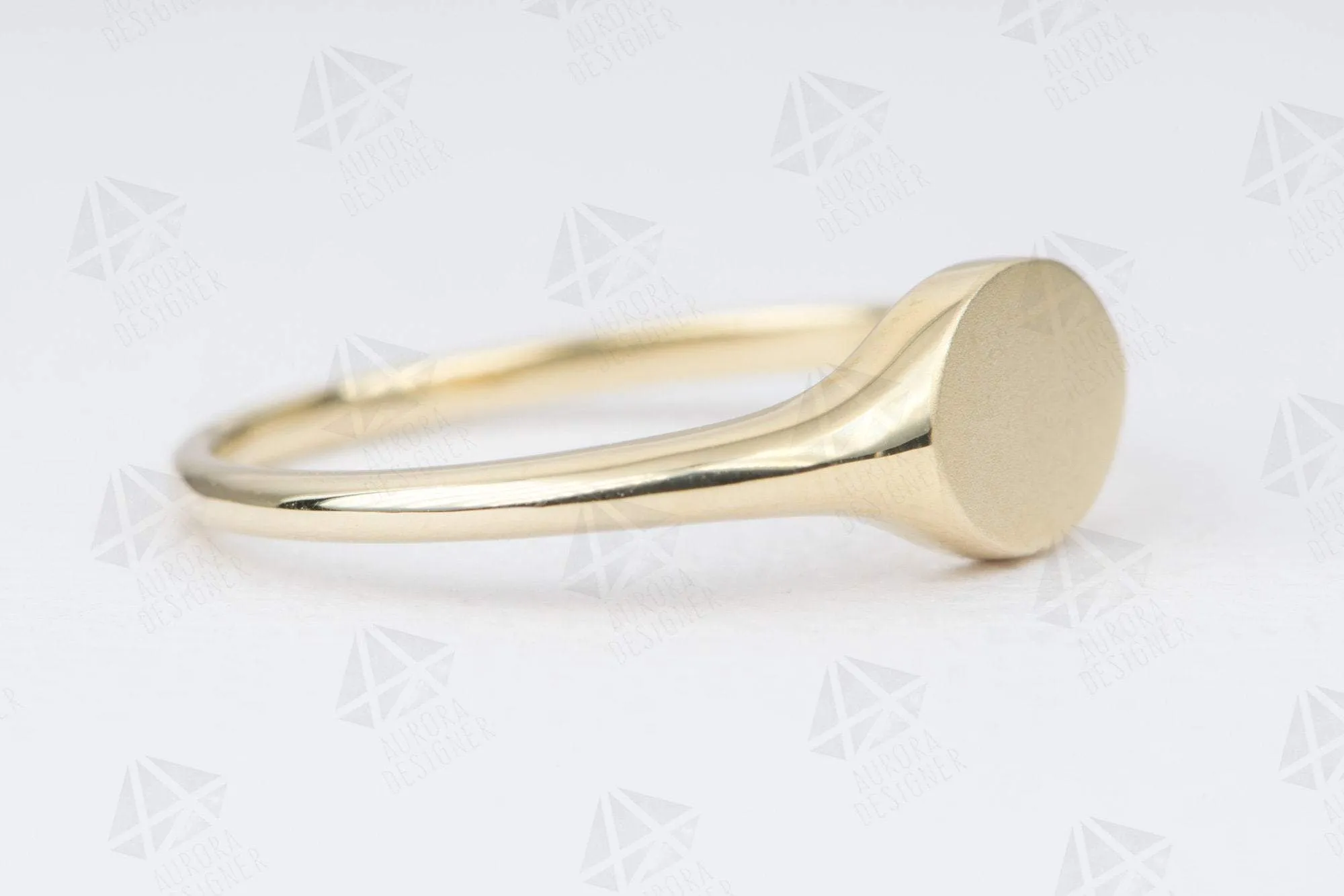 Solid 14K Gold Signet Ring Unique Wedding Band Customizable Birthstone Engraving Available AD2044