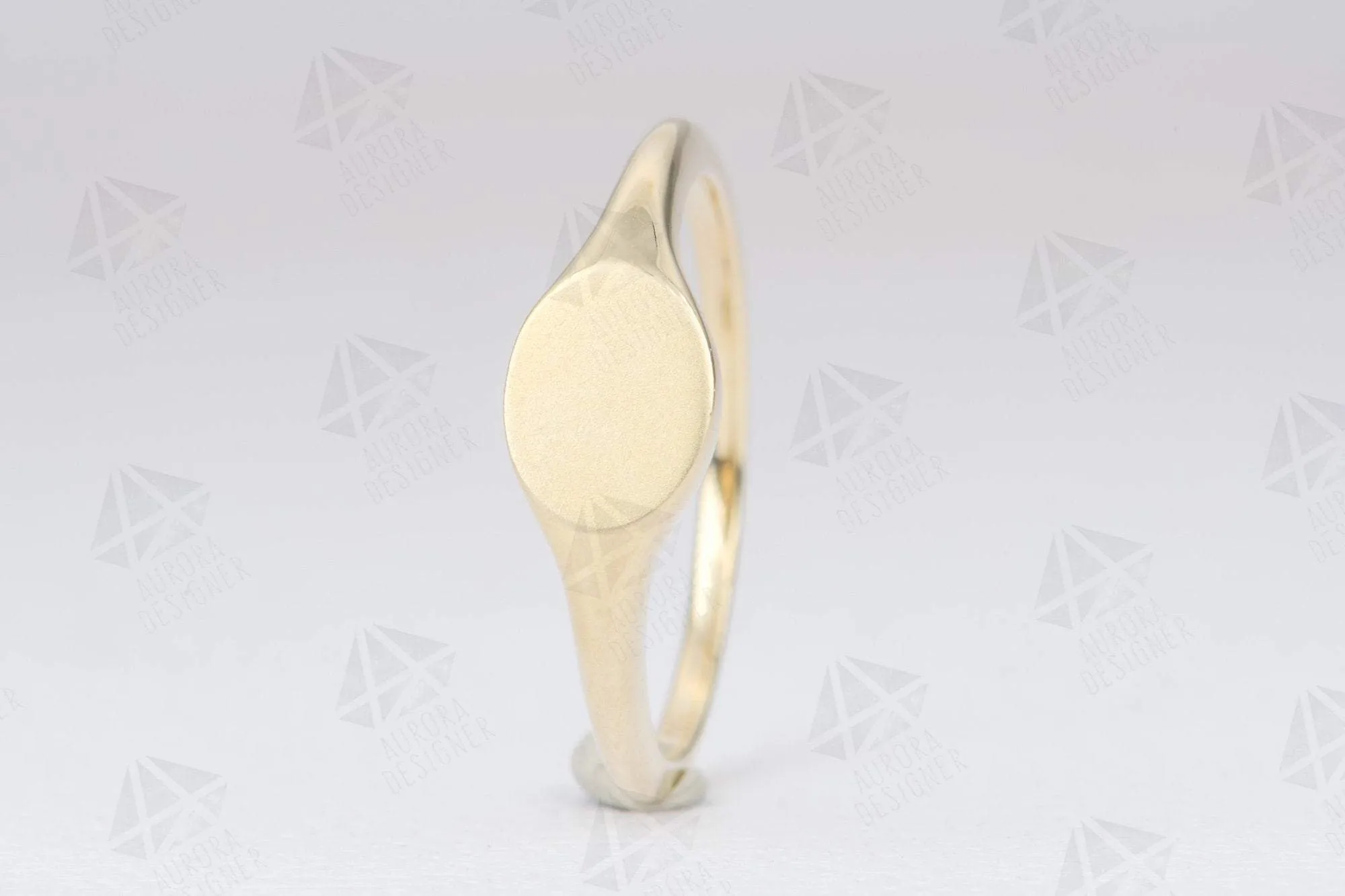 Solid 14K Gold Signet Ring Unique Wedding Band Customizable Birthstone Engraving Available AD2044