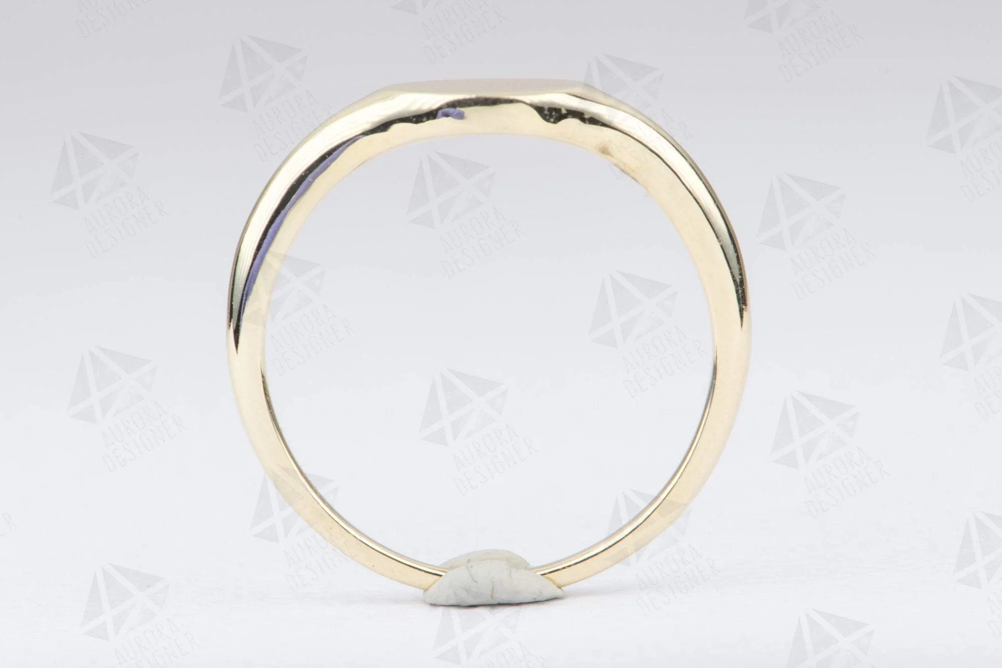 Solid 14K Gold Signet Ring Unique Wedding Band Customizable Birthstone Engraving Available AD2044