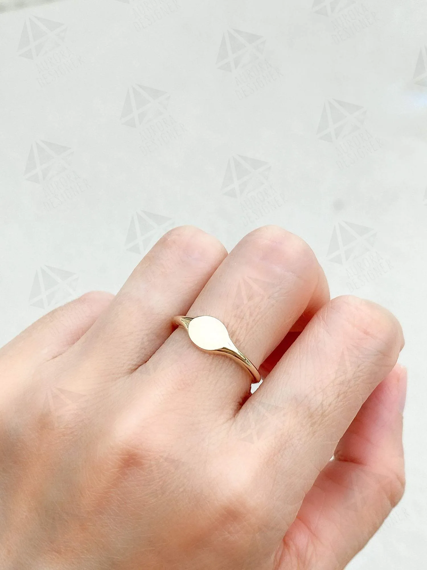 Solid 14K Gold Signet Ring Unique Wedding Band Customizable Birthstone Engraving Available AD2044