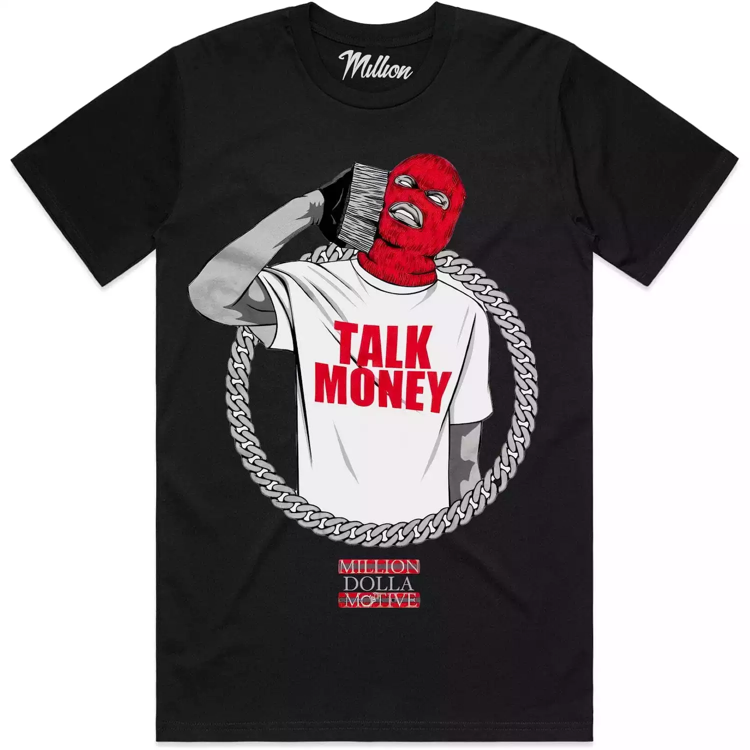 TALK MONEY PHONE (Red) : Black Sneaker Tees Shirt