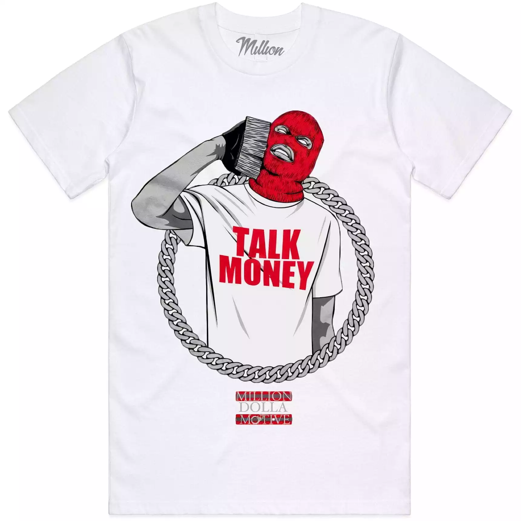 TALK MONEY PHONE (Red) : White Sneaker Tees Shirt