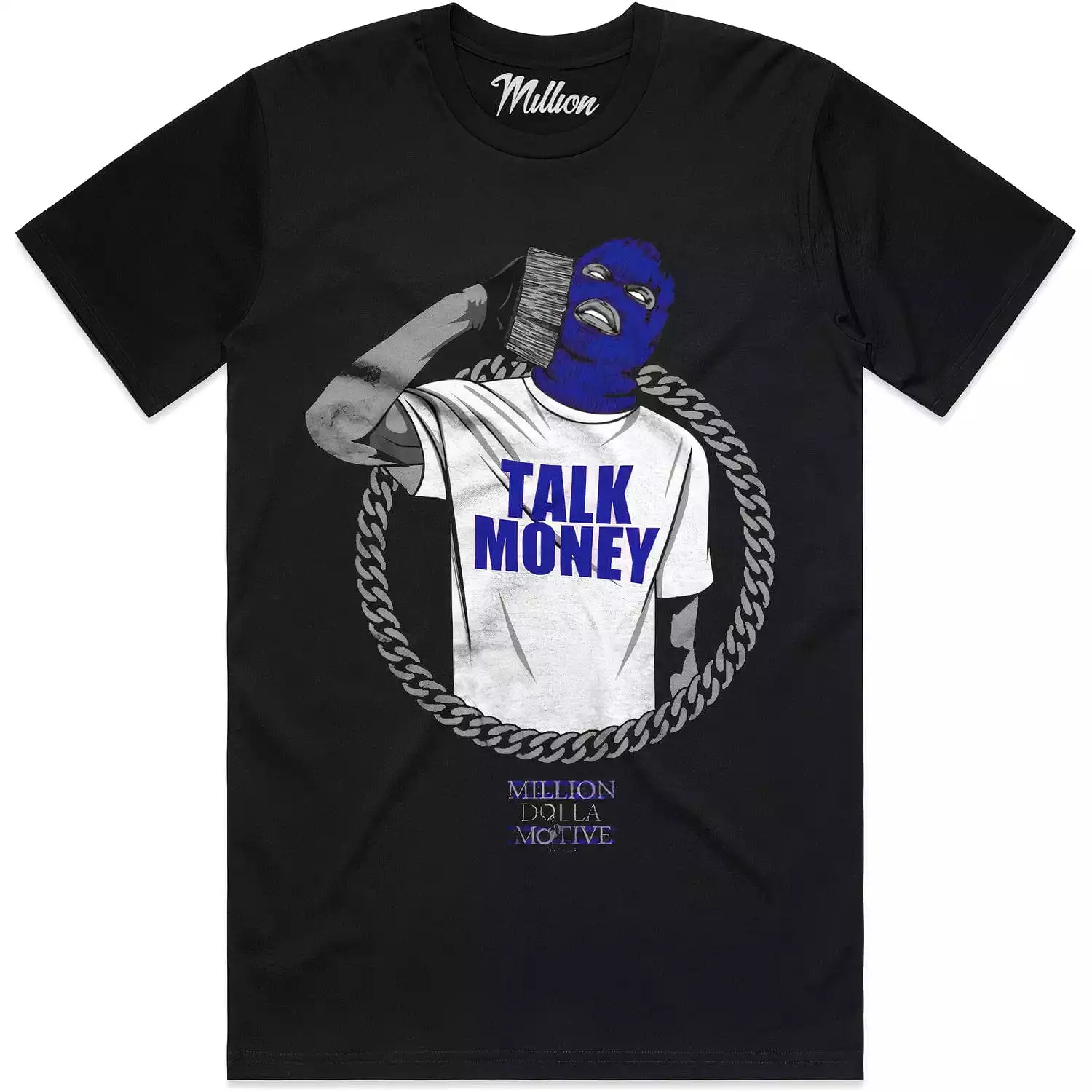 TALK MONEY PHONE (royal) : Black Sneaker Tees Shirt