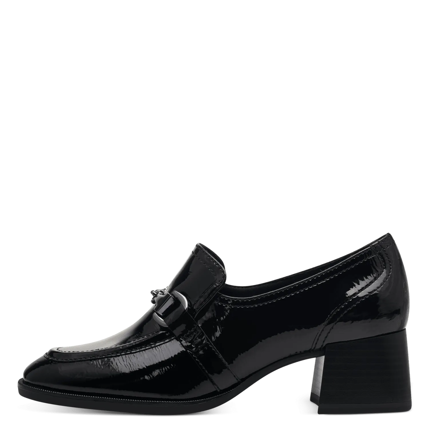 Tamaris Black Patent Heeled Loafers