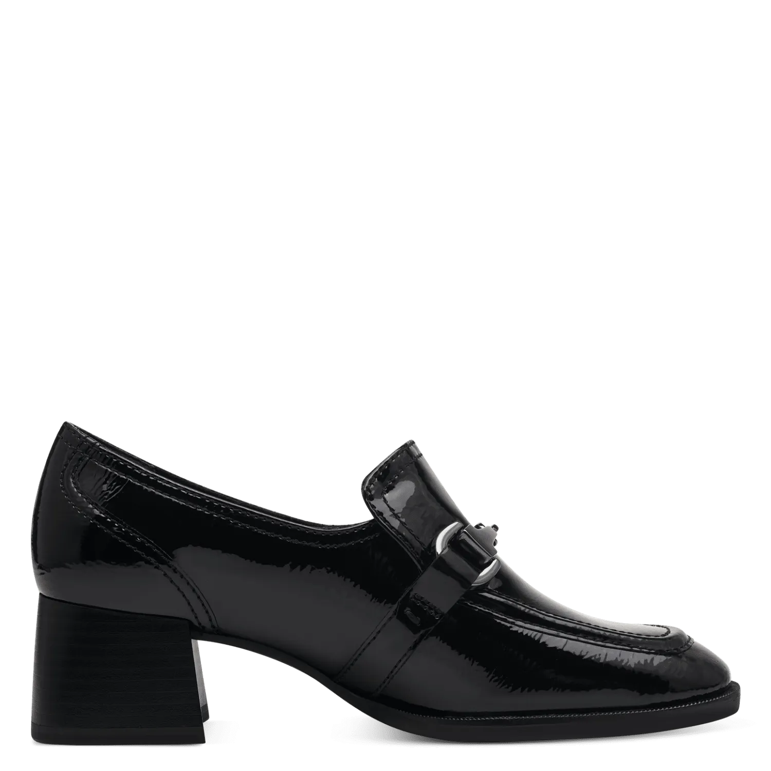 Tamaris Black Patent Heeled Loafers