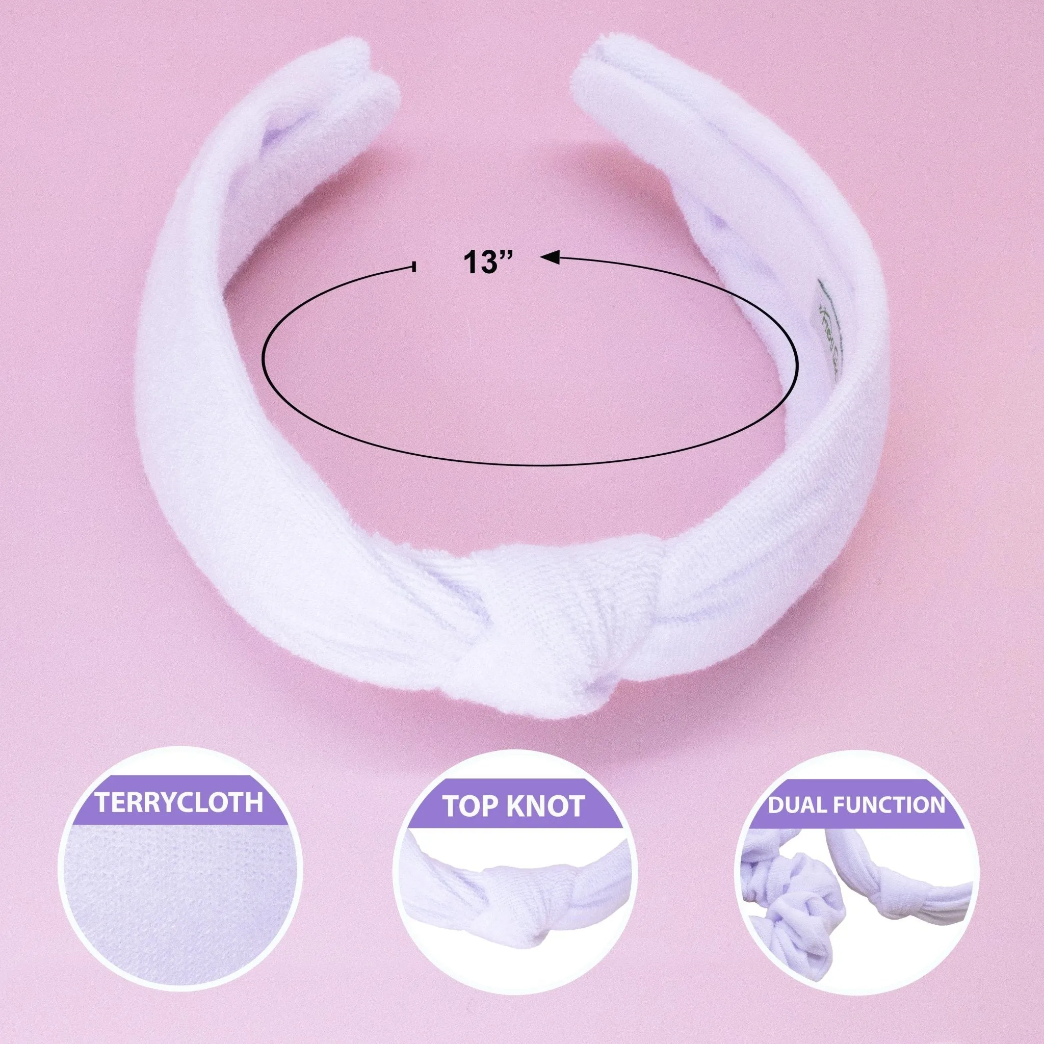 Terry Cloth Knot Spa Headband and Scrunchie Wristbands