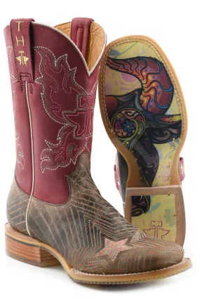 Tin Haul Womens Super Nova Star Multi-Color Leather Cowboy Boots 8.5