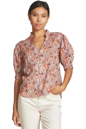 Trovata Birds of Paradise Eliza Blouse in Vino Daisies