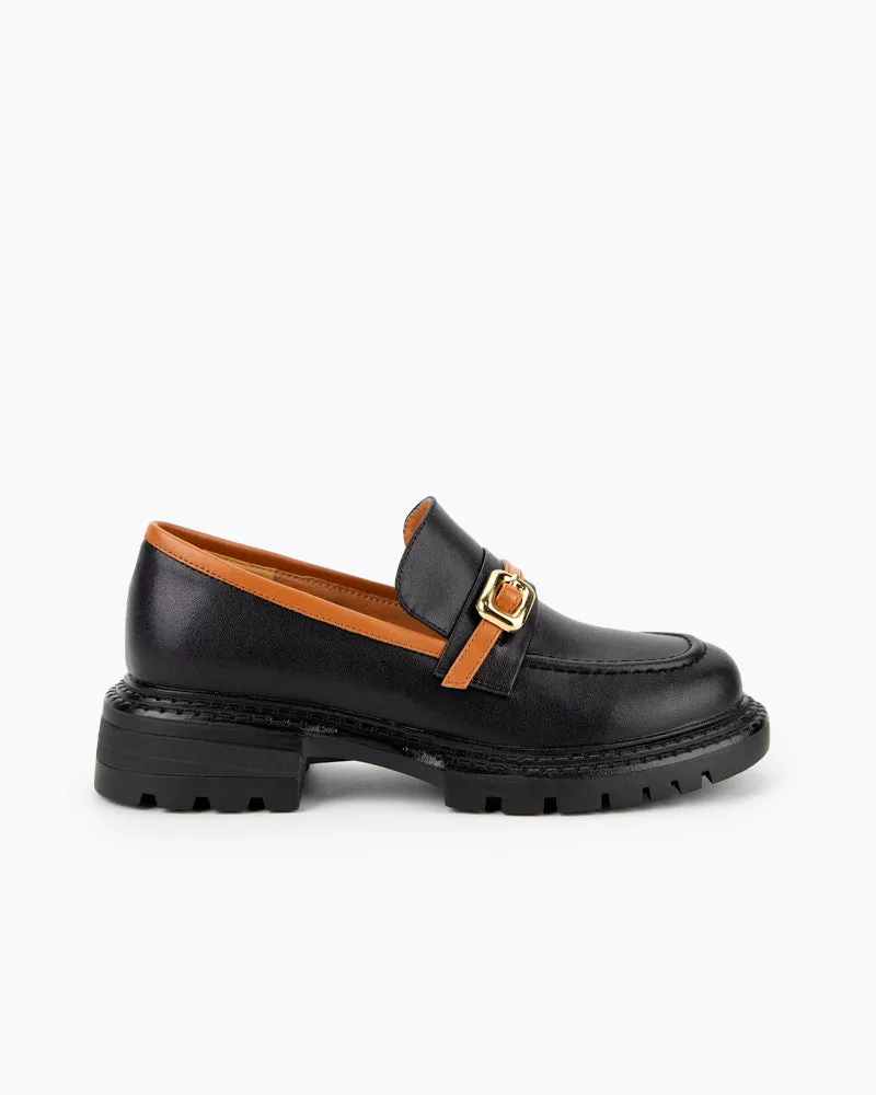 Two Tone Slip On Chunky Platform Loafers