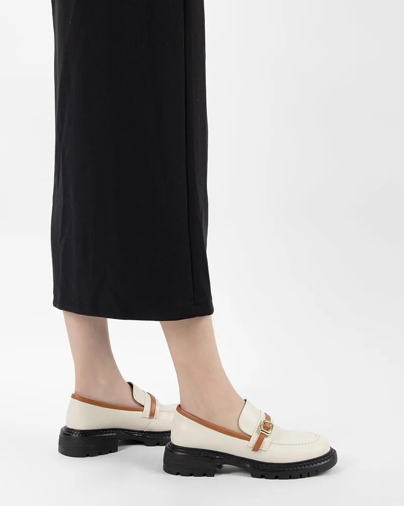 Two Tone Slip On Chunky Platform Loafers