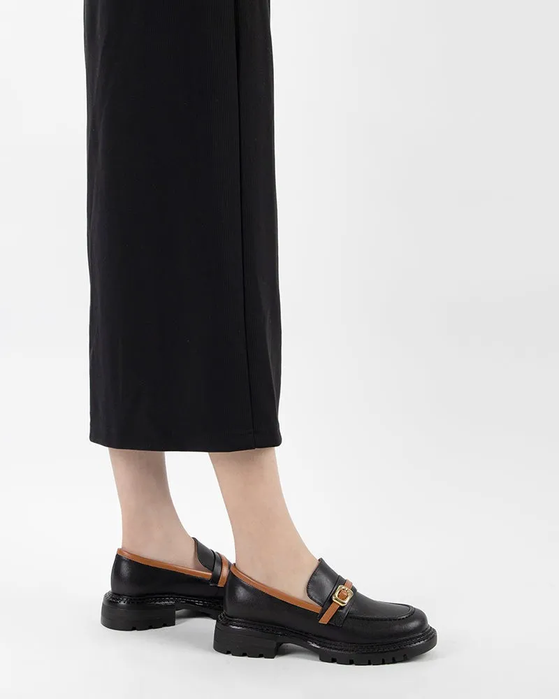 Two Tone Slip On Chunky Platform Loafers