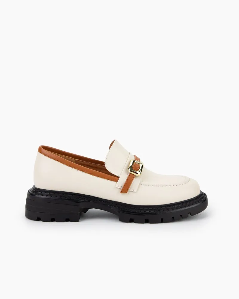 Two Tone Slip On Chunky Platform Loafers