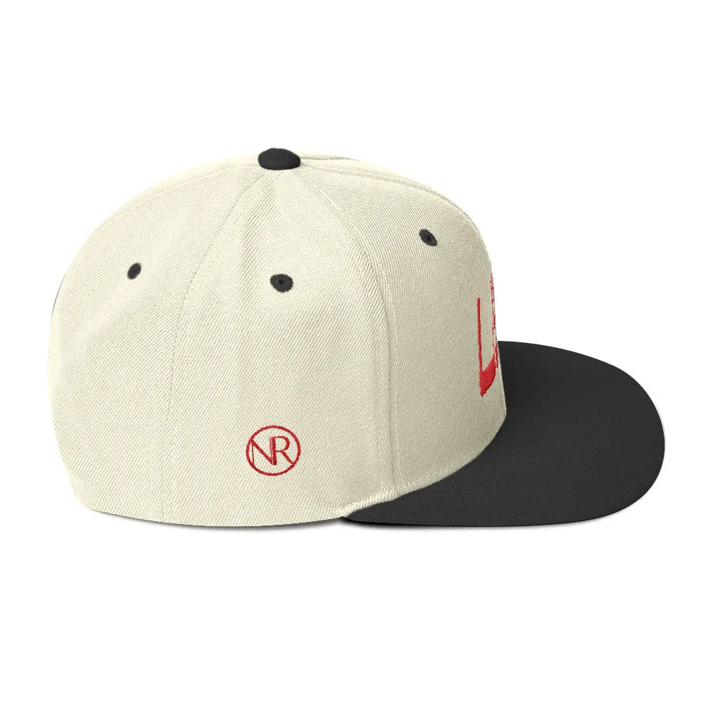 USA Designs - Embroidered Flat Brim, Snapback Hat - USA