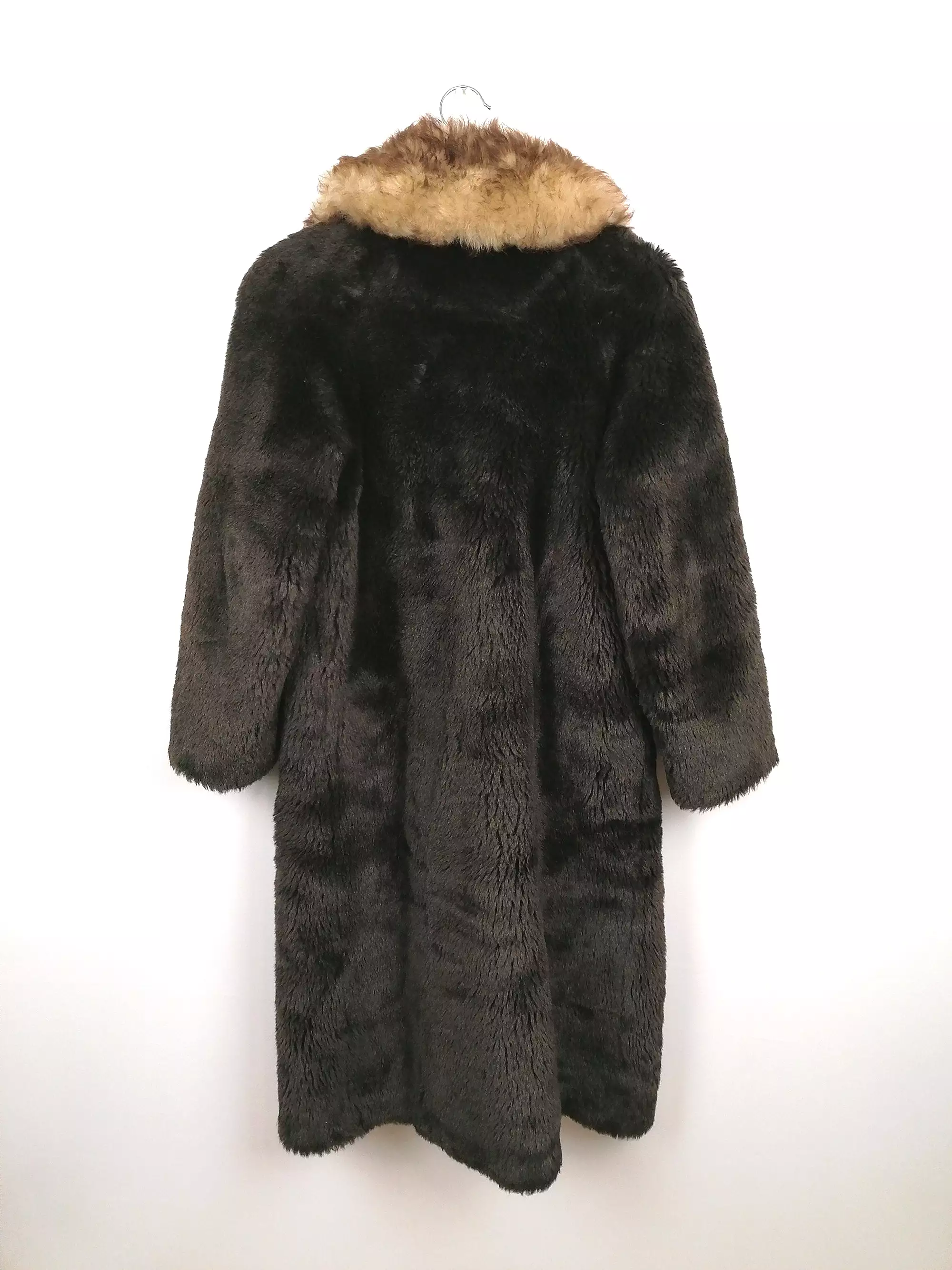 Vintage 80's Faux Fur Long Coat Made in Czechoslovakia- size XS-S