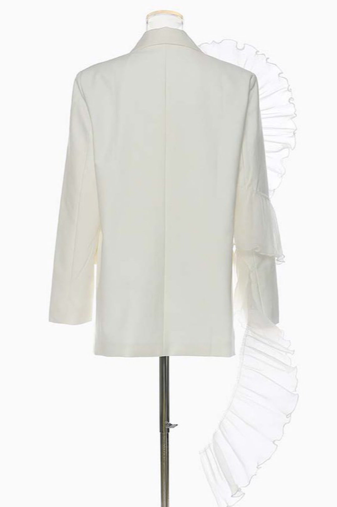 White Tulle Crepe Detail Jacket