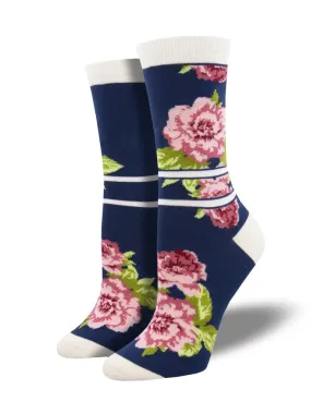 Women's Peonies If You Please Bamboo Crew Socks