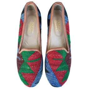 Women's Turkish Kilim Loafers | Red & Green